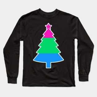 Christmas Tree LGBT Flag Polysexual Long Sleeve T-Shirt